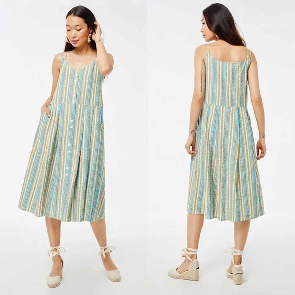 Roller Rabbit Seersucker Lindy Dress Rainbow Stripe Size Medium